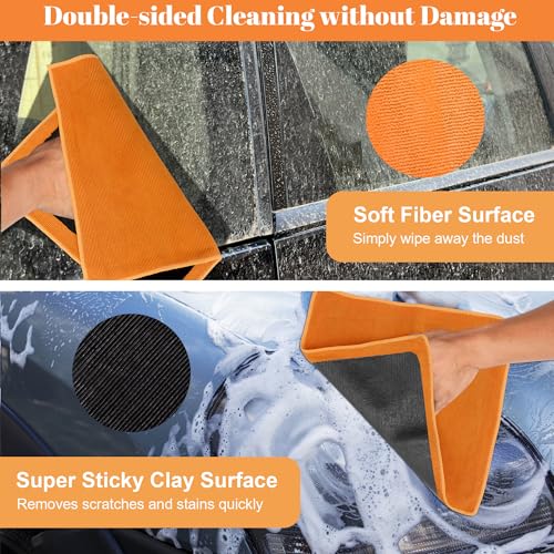 Clay Towel 2 Pack 12 x 12 Inch, Purple Clay Bar Towel for Auto Detailing Microfiber Car Cloth Cleaner Automotive for Car Detailing - color: Orange