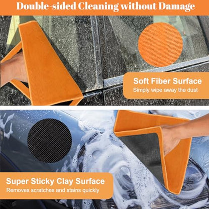 Clay Towel 2 Pack 12 x 12 Inch, Purple Clay Bar Towel for Auto Detailing Microfiber Car Cloth Cleaner Automotive for Car Detailing - color: Orange