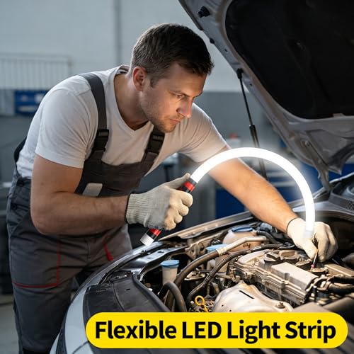 THOUSAND SUNNY Bendable LED Flashlight Stick, 30" Flexible Mechanic Light | Rechargeable, 3 Modes, 7-Hr Runtime, High Lumen, USB Charge, Mechanic Work Light, Car Repairs, Under Hood, Garage, Hands-Free