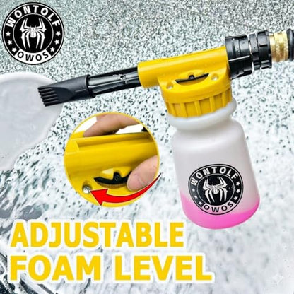 Wontolf Car Wash Foam Gun Foam Sprayer - Foam Cannon Garden Hose- Car Wash Kit - Snow Foam Blaster with Microfiber Wash Mitt + Storage Bag - Car Accessories for Men - color: yellow