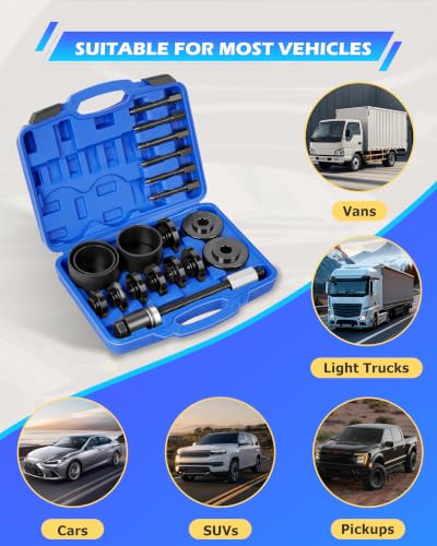DAYUAN 19Pcs Front Wheel Drive Bearing Removal Installation Service Kit | FWD Bearing Installer Kit, Wheel Bearing Removal Tool, Fits Cars Light Trucks & Vans, 11 Drift Sizes, Black Oxide Steel, Case