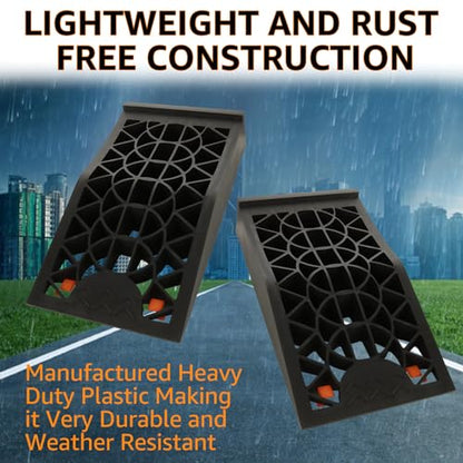 2 Pack Car Ramps for Jack Support and Lift Vehicle Maintenance, Low Profile Portable Car Service Ramps with Anti-Slip Pads for Garage for Maintenance or Oil Changes 17.2'' x 9.4'' x 3.1''