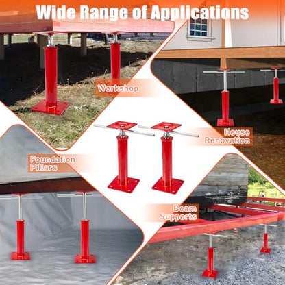 4 Pack House Jacks for Leveling Crawlspace, 11" - 16" Height Range, 11023 lbs Max Load Capacity, House Floor Jacks Post Pole for Leveling - size: 11" - 16" (4 Pack)
