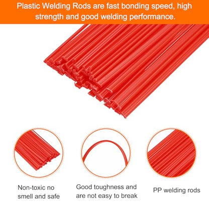 MECCANIXITY 50pcs 13 Inch Plastic Welding Rods PP Welding Strips Welder Rods for Car Bumper, Kayak Repair, Plastic Welder, Red