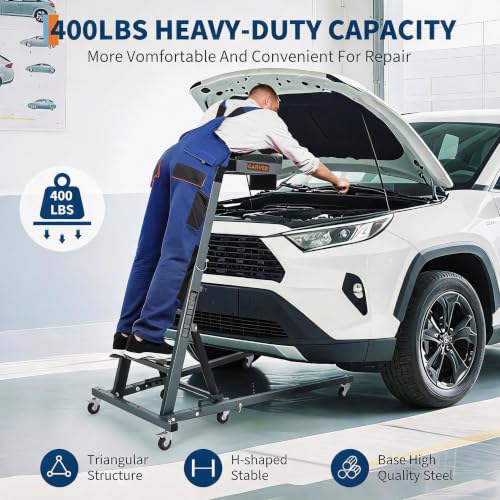 Garvee Automotive Top Side Creeper, 400 LBS, Dark Gray | 48-68Inch Adjustable Height, 6 Swivel Casters, Foldable, Heavy Duty, For Garage & Auto Shop Repair - color: Dark Gray