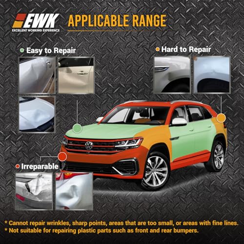 EWK Pneumatic Car Dent Puller Kit, Air Compressor Suction Cup Dent Puller with 75mm 100mm 125mm Cups, Slide Hammer Paintless Dent Removal Tool for Auto Body Repair
