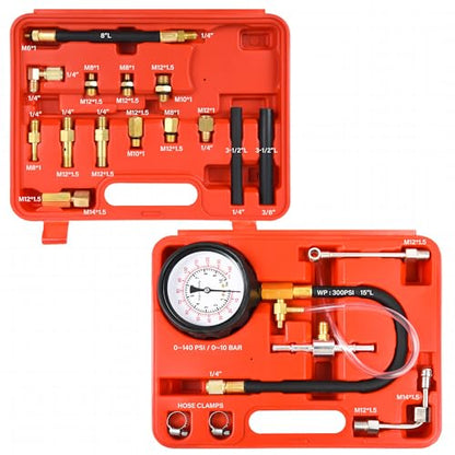 0-140PSI Pressure Tester Gauge Kit Car Tools with Gauge Tester Kit Gas Oil Pressure Tools for Cars and Trucks， TU-114 Fuel Pressure Tester Kit，Test Gasoline Fuel Pump Pressure