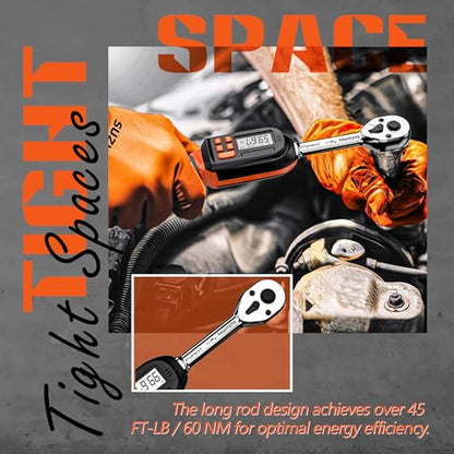 SUZUME Digital Torque Wrench 3/8 Drive (4.9-99.6 Ft. Lb / 6.6-135 N.m) | ±2% Accuracy,Buzzer and LED Alert,Electric Display,Peak & Track,Foot / Inch Pound,Automotive,Car, Moto,Spark Plug,Engine,Bike - size: 4.9-99.6 Ft. Lb, style: 3/8-Inch