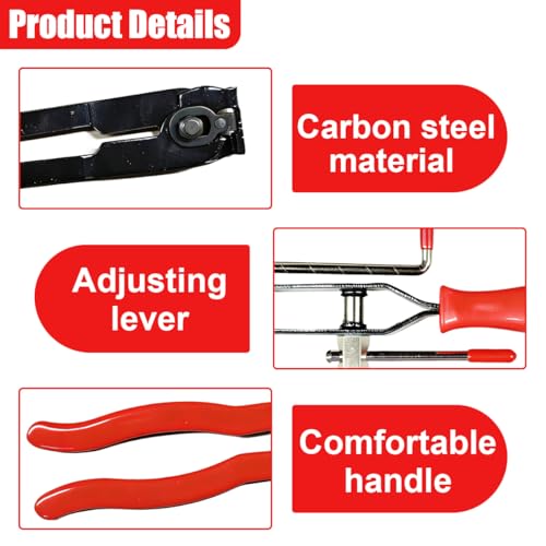 2PCS Car CV Boot Clamp Pliers, Automotive Joint Banding Tool with Cutter, CV Axle Boot Clamp Plier, Portable Vehicle Repair Tool Set for Most Cars, ATVs, UTVs (Red)