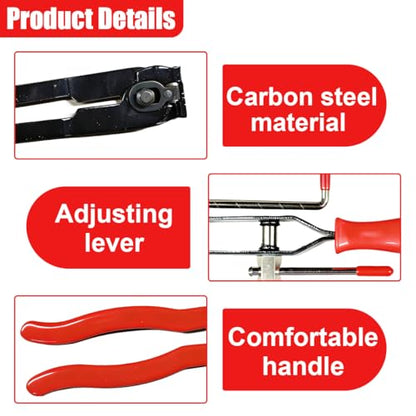 2PCS Car CV Boot Clamp Pliers, Automotive Joint Banding Tool with Cutter, CV Axle Boot Clamp Plier, Portable Vehicle Repair Tool Set for Most Cars, ATVs, UTVs (Red)
