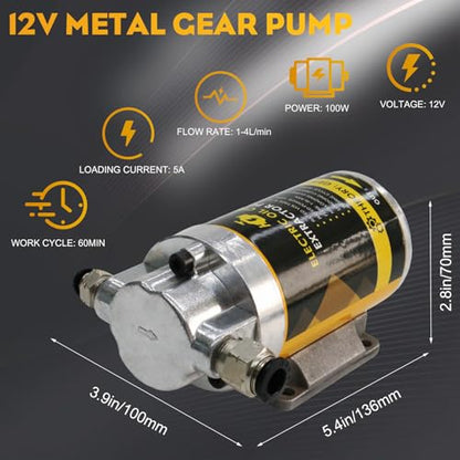 Electric Oil Extractor Pump, Engine Oil Change Pump 12/24V, Transmission Suction Pump with 100W Motor & Longer Hose, Oil Transfer Pump for Hydraulic, Differential, Gear, Lubricating Oil