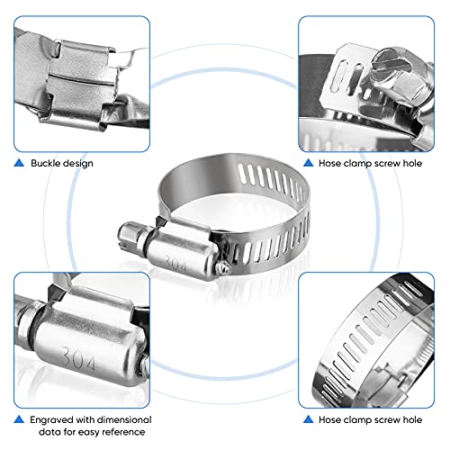 TICONN 4PCS Hose Clamp Set - 3''–4'' 304 Stainless Steel Worm Gear Hose Clamps for Pipe, Intercooler, Plumbing, Tube and Fuel Line (91–114 mm) - size: SAE #60 4PCS 3''~4"