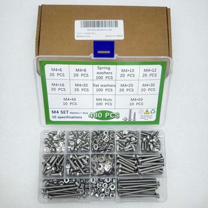 Button Head/Hex Socket/Phillips Flat Head Screws Assortment - Furniture, Auto, Home Repair Fastener Kit (480 PCS M4 Semi-Circular Hexagon Screws Set) - color: 480 PCS M4 Semi-Circular Hexagon Screws Set