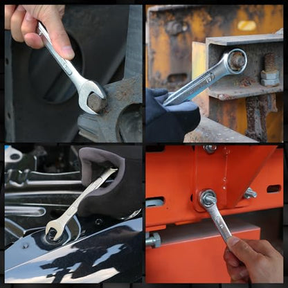 19-Piece Metric Combination Wrench Set, 6-24mm Standard Spanner Wrench Set, Mechanic Tool Sets with Rolling Pouch, Open End Wrenches for Household, Garage, Workshop, Auto Repairs - style: 19pcs Metric Combination