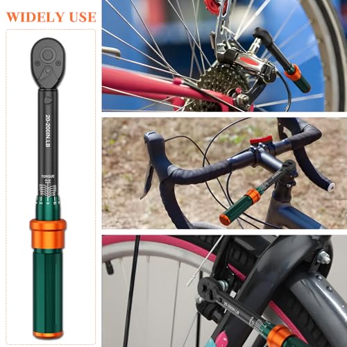 1/4" Inch Pound Torque Wrench, 20-200 In-lb, ±3% Accuracy, Click | Small Mini Bike Tool, 72-Tooth Dual-Direction Head, for Carbon Fiber Bicycle, MTB, Electronics & Precision Instrument - size: 20-200 in.lb（1/4-Inch）