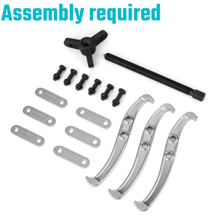 DURATECH 8-Inch 3-Jaw Gear Puller, Assembly Required, CR-V Steel | Black Phosphated, Anit-Slip, Corrosion Resistance, for Narrow Spaces, Bearing Puller, for Gears, Pulleys, Bearings, Flywheels - size: 8-Inch (assembly required)