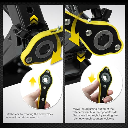 YELLOW JACKET Scissor Car Jack 2 Ton Tire Changing Kit with Lug Wrench, Emergency Kit Scissor Jack for Car - size: 2 TON