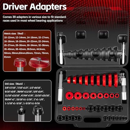 Bearing Press Kit, 43 Pieces Bearing Race and Seal Driver Set with Seal Driver and Bearing Adapters, Bearing Race Punch Set, Bearing Seal Driver Kit, Seal Driver Installer Set for Bearing Installation