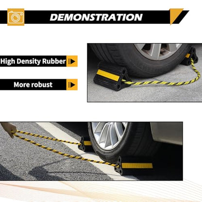 Wheel Chocks for Trailers RVs camper Trucks and Small Aircraft wheel chock, Wheel Chocks Block with 3 Reflective Strips ,Versatile Heavy Duty Solid Rubber Wheel Immobilizers & Chocks[2 Pair 4 Pack] - size: 6.21"2pair4pack