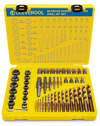 49 Pcs Screw Extractor Set with Left Hand Drill Bit, Easy Out Extractor Socket Set for Broken Nuts Bolts, Stripped Screw Remover with Portable Case - size: 49 Pieces