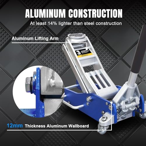 Big RED AT830003XLUR Economic Aluminum Quick Lift Low Profile Garage Jack, 3 Ton (6000 lb), Blue - size: 3 Ton BLUE, style: Aluminum