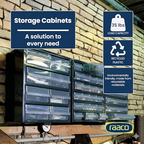 Raaco Steel Storage Cabinet, Standard 34-Drawer (C9-34) - Nuts & Bolts | Clear Polypropylene Plastic Drawer, Small Parts Organizer, Screws, Nuts & Bolts, Crafts & Hardware - For workshop and garage - size: Standard-34D, style: Steel Cabinets