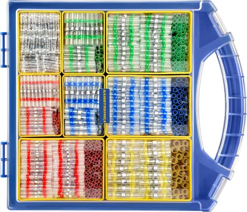 haisstronica 1000PCS Solder Seal Wire Connectors,Marine Grade Heat Shrink Wire Butt Connectors AWG 26-10 (5Colors/5Sizes) with Removable Storage Bins - style: 1000PCS