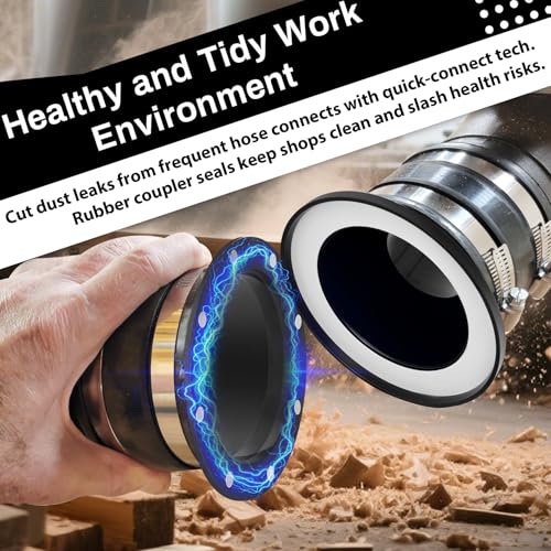 Magnetic Dust Collection Fittings Super Pack for 4" & 2.5" Shop Vac Hoses | Quickly Switch Hoses Between Woodworking Machines - size: Magnetic Dust Collector System
