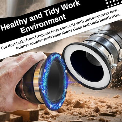 Magnetic Dust Collection Fittings Super Pack for 4" & 2.5" Shop Vac Hoses | Quickly Switch Hoses Between Woodworking Machines - size: Magnetic Dust Collector System