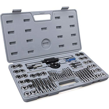60-Pc Master Tap and Die Set - Include SAE Inch Size #4 to 1/2” and Metric Size M3 to M12, Coarse and Fine Threads | Essential Threading Rethreading Tool Kit with Complete Accessories and Storage Case - style: Standard Set, 60-Piece