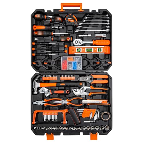 CARTMAN 238-Piece Auto Repair Tool Set, Socket Wrench Kit With Storage Case | Versatile socket wrench hand tool assortment for auto repair, garage work, DIY projects, home fixes, and general maintenance. - color: Orange
