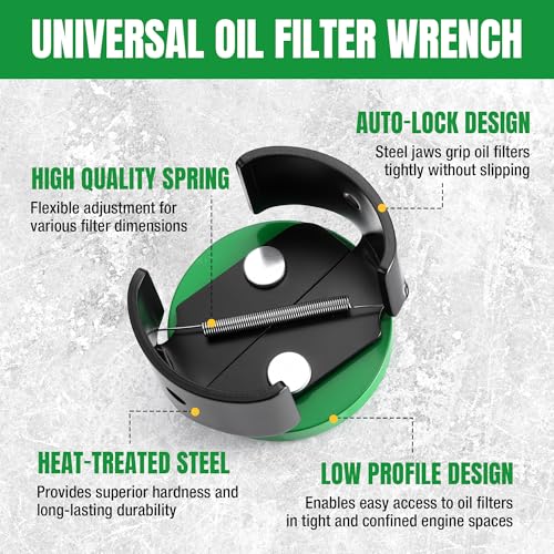 SK Adjustable Oil Filter Wrench, 2-1/2" to 3-1/8" Universal Oil Filter Removal Tool, 3/8" Drive, Fits Small to Medium Spin-On Filters for Cars, SUVs, Light Trucks & Motorcycles