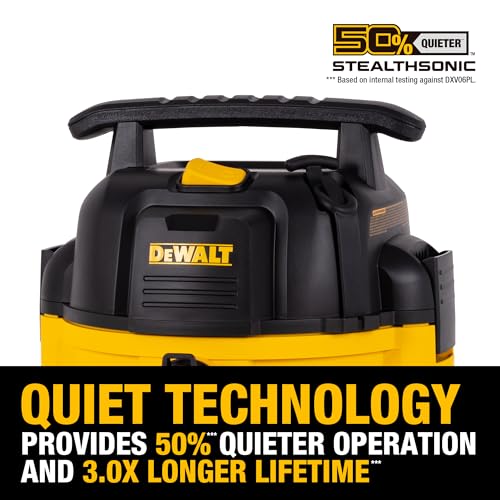 DEWALT 6 Gallon STEALTHSONIC Shop Vacuum Wet and Dry DXV06PL-QT, Ultra Quiet 4 Peak HP Wet Dry Vac for Jobsite & Workshop - size: 6 gallon