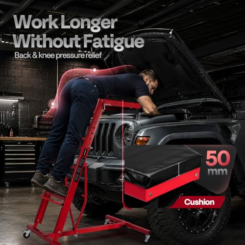 VIVOHOME Topside Automotive Engine Creeper 400LBS with Tool Tray | Adjustable Height from 51.2" to 72.4", The tray rotates a full circle, The one‑touch wheel locks - size: 51inch