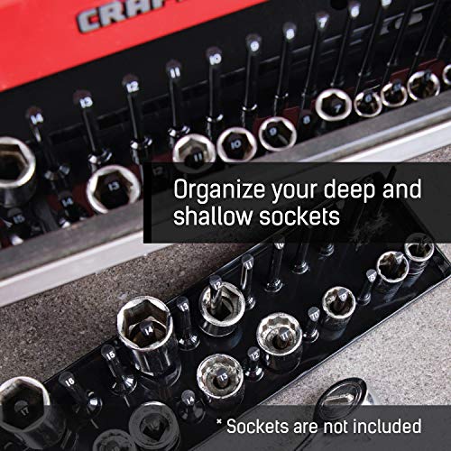 B&C Home Goods Socket Organizers - 6 Piece SAE & Metric Tray Socket Holder - Toolbox Organizers and Storage for ¼, ⅜ and ½ inch Drive Holder for Mechanics