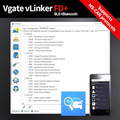 Vgate vLinker FD+ OBD2 Bluetooth Adapter – Diagnostic Code Reader for iOS, Android & Windows (Supports MS-CAN, ELM327) - size: FD+ BLE4.0 - Android & iOS & Windows