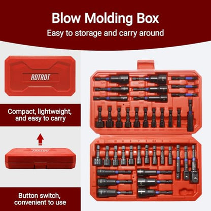 39-Piece Magnetic Nut Driver Set, Includes Metric & SAE Impact Driver Bit Set, Bit Extension & Drill Bit Adapter | 1/4" Hex Shank | Cr-V Steel, Screwdriver Bits, Bit Holder, Slotting Tool Box - size: 39-Piece Magnetic Nut Driver Set