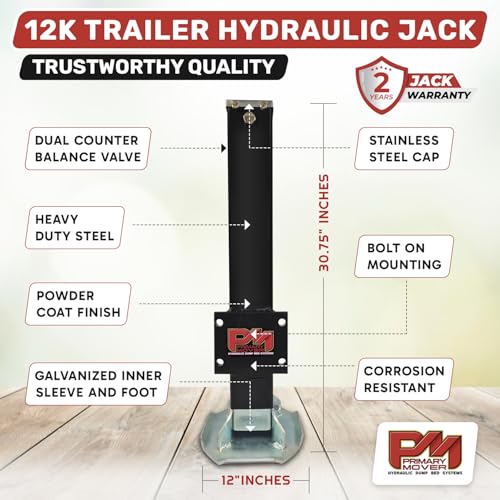 Hydraulic Trailer Jack (12,000 lb) - Power Jack 12K Double Acting, Lift Trailer Jack Stand with Hydraulic Power Unit (12k Jack Kit Bolt On) PFJ-1-MB-K - style: 12k Jack Kit "Bolt On"