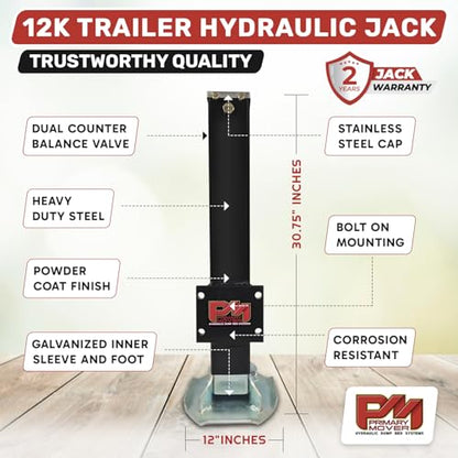 Hydraulic Trailer Jack (12,000 lb) - Power Jack 12K Double Acting, Lift Trailer Jack Stand with Hydraulic Power Unit (12k Jack Kit Bolt On) PFJ-1-MB-K - style: 12k Jack Kit "Bolt On"