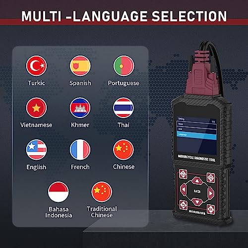 Motorcycle System Diagnostic Test Measurement Tools M3-A Motorcycle Fault Code Readers Scan Tools Moto Diagnostic Test Measurement Tools Compatible for Yamaha 2/3/4P,Kawasaki 4-6P,Honda 4P,OBDII 16P - style: M3-A