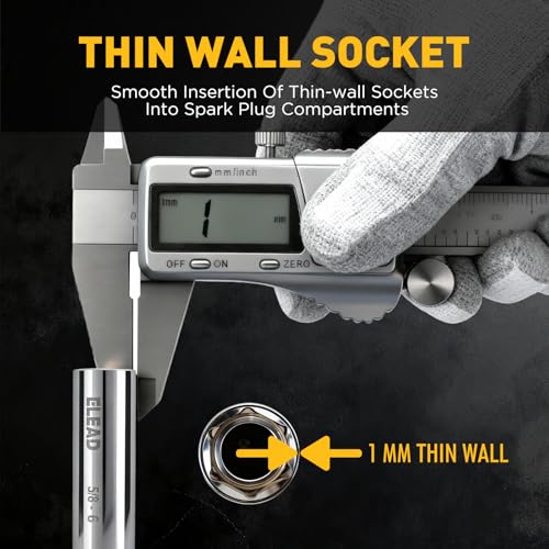 ELEAD 5/8" Swivel Magnetic Spark Plug Socket, 3/8" Drive x 6" Total Length, Thin Wall Spark Plug Removal Tool, 360 Degree Swivel, Enhanced Magnetic, 6-Point Design, Cr-V Steel - size: 5/8" x 6" Spark Plug Socket