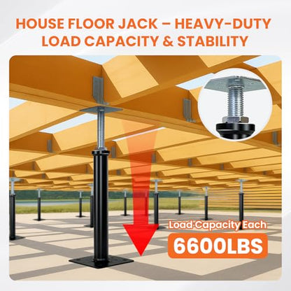 (6-Pack) 11"-16" House Floor Jacks for Leveling, 6,600 lbs Heavy Duty Adjustable Jack Post, Galvanized & Painted Permanent Basement Support Posts for Crawl Space, Joists, Beams and Foundations - size: 11‘’-16‘’（6 pack）