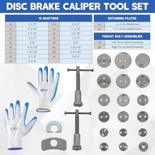 Universal Heavy-Duty Disc Brake Caliper Tool Kit | 24pcs Wind Back Tool Set for Brake Pad Replacement, Brake Caliper Compression Tool Fits most Vehicles (Blue) - color: Blue