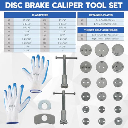 Universal Heavy-Duty Disc Brake Caliper Tool Kit 24pcs | Wind Back Tool Set for Brake Pad Replacement, Brake Caliper Compression Tool Fits most Vehicles (Red) - color: Red