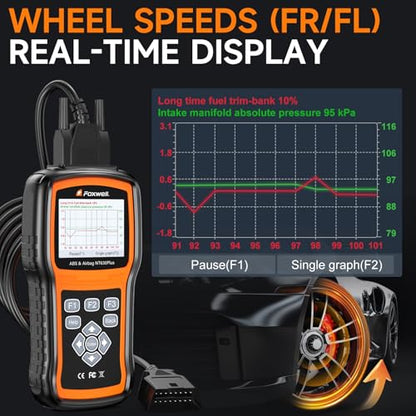 FOXWELL NT630 Plus ABS/SRS OBD2 Scanner, ABS Auto Bleed, Oil EPB SAS Resets | Brake & airbag scanner with read/clear codes, ABS bidirectional tests, live data, 10 OBD2 modes, AutoVIN and WiFi updates
