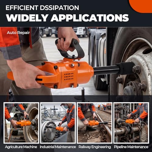 1 Inch Air Impact Wrench Gun 5000RPM High Torque 1" Pneumatic Impact Wrenches Set Metal Housing with D Handle, 38mm & 41mm Sockets 1/2" Air Inlet for Heavy Duty Repairs and Maintenance - size: 3500N.m
