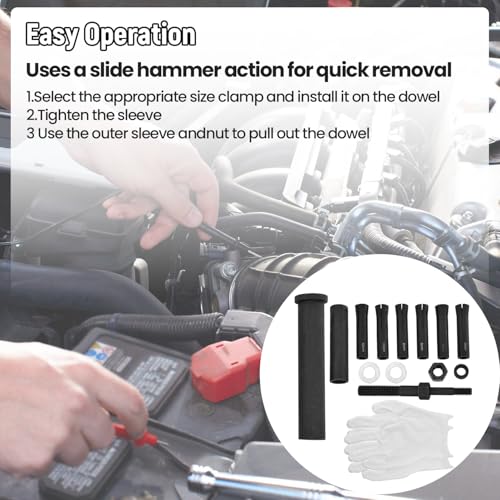 95300 Dowel Pin Puller Kit Heavy Duty Slide Hammer Removal Tool for Press-Fit Dowel Pins, Bushings & Sleeves Engine & Transmission Service Tool, Universal Fit for Automotive & Industrial Use