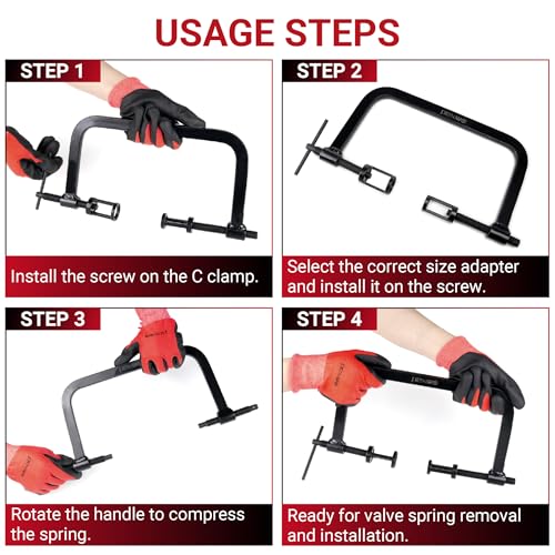 Valve Spring Compressor Set, 10-Piece Valve Spring Removal Tool & 2-Piece Valve Lappers, Small Engine Valve Spring Compressor, Designed for Motorcycle, ATV, Car