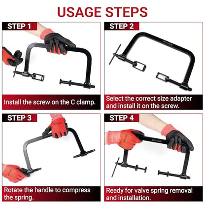 Valve Spring Compressor Set, 10-Piece Valve Spring Removal Tool & 2-Piece Valve Lappers, Small Engine Valve Spring Compressor, Designed for Motorcycle, ATV, Car