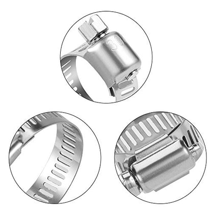 LOKMAN 20 Pack Stainless Steel Hose Clamp Adjustable 5/8'' - 1'' (16-25mm) Worm Gear Hose Clamp, Metal Fuel Line Pipe Clamp for Plumbing, Automotive And Mechanical Application - size: 16-25mm